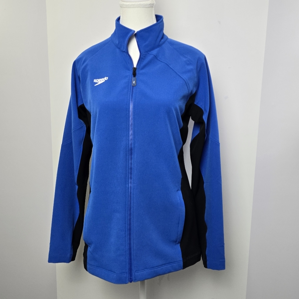 Speedo Women's Vibrant Blue & Black Lightweight Zip-up Jacket, Sz S (PTP 20")